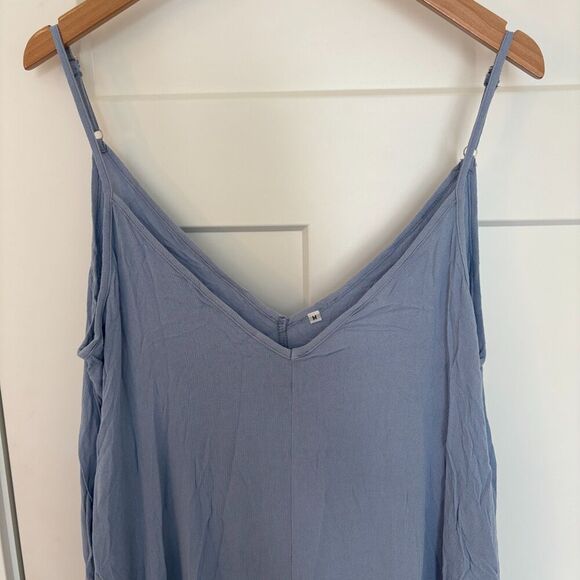Women’s V-Neck Sleeveless Maxi Dress with Pockets Size M Blue New - Picture 2 of 5